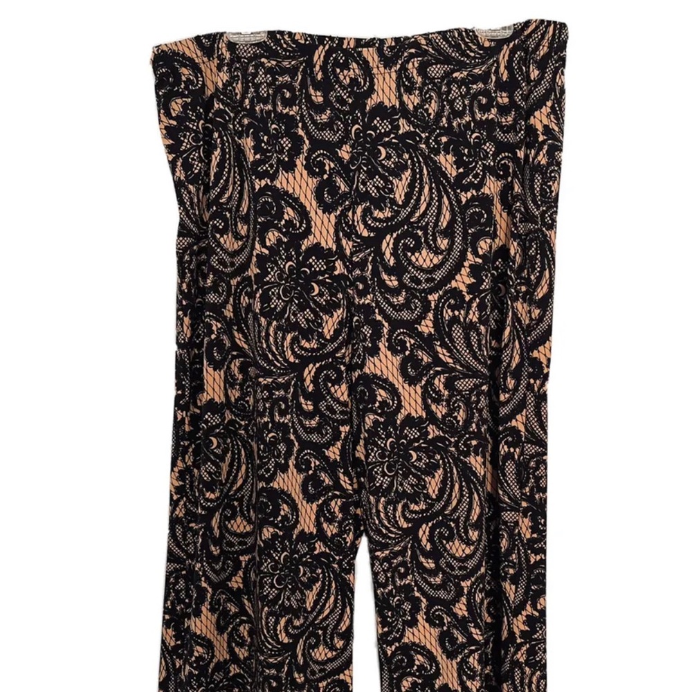 Bob Mackie Wearable Art Pant Elastic Waist Black Paisley Lounger Pull On XLP